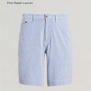 Ralph Lauren Twill Short | Spring Blue Stripe Seer Sucker Flat Front Easter